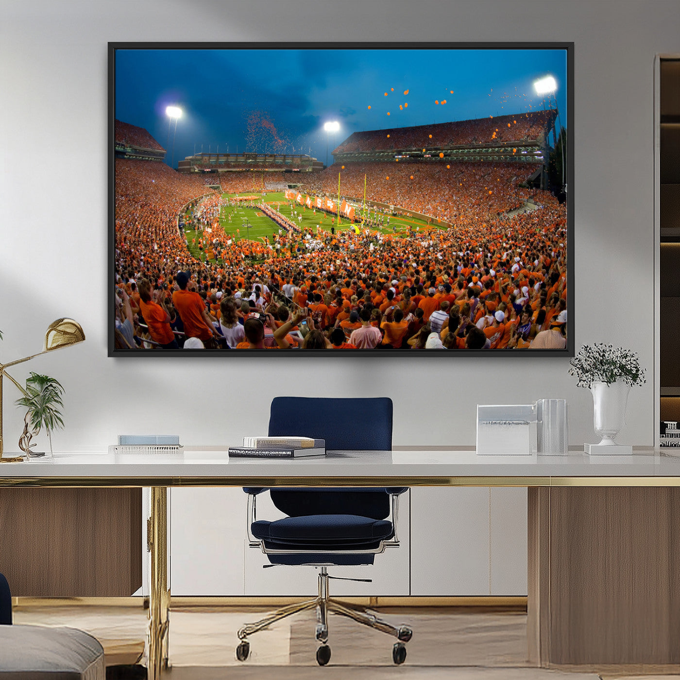 MGV-FC-36X24 - Clemson University Tigers Football Team Print - Clemson Memorial Stadium Wall Art Canvas Print