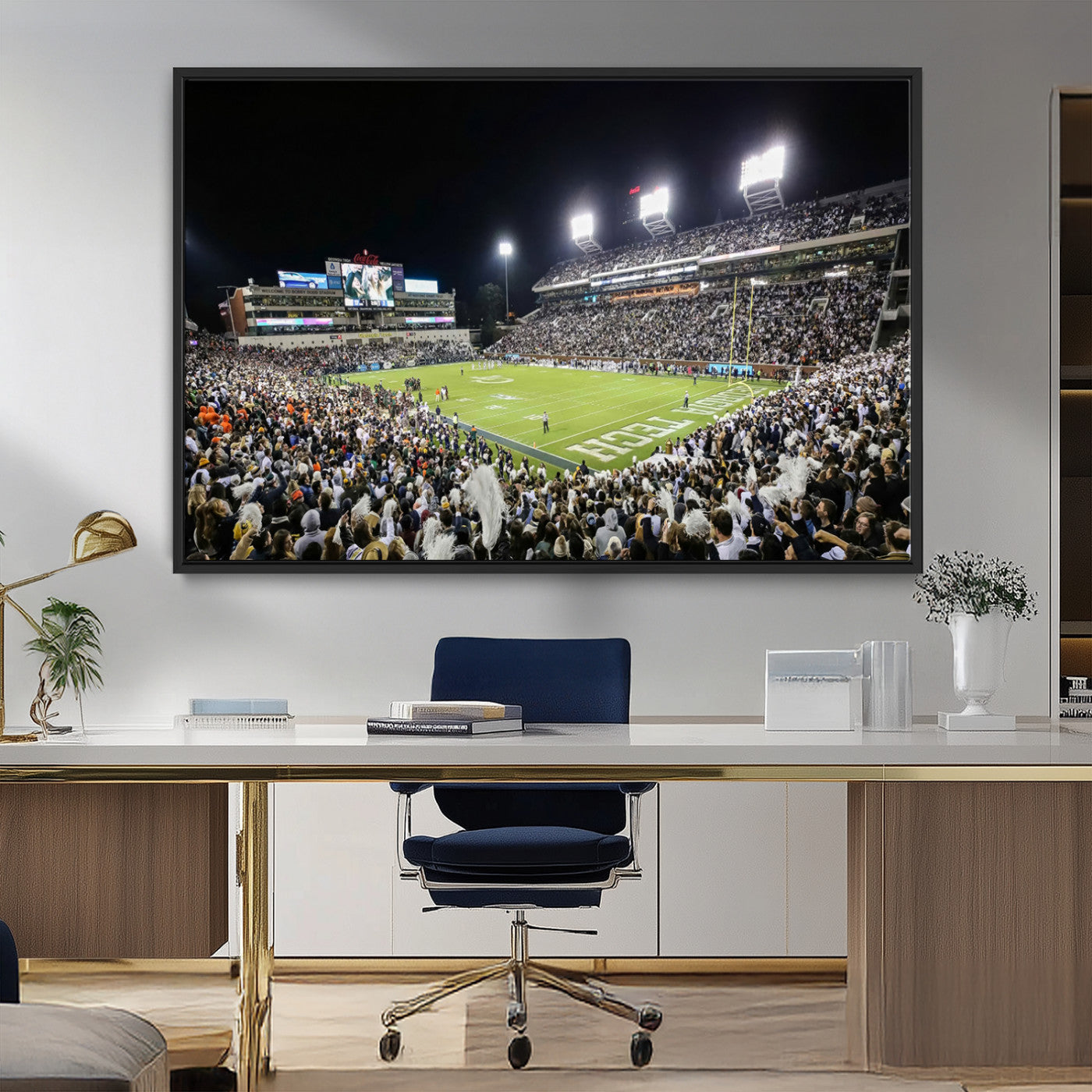 MGV-FC-36X24 - Georgia Tech Yellow Jackets Football Team Print - Atlanta Bobby Dodd Stadium Wall Art Canvas Print