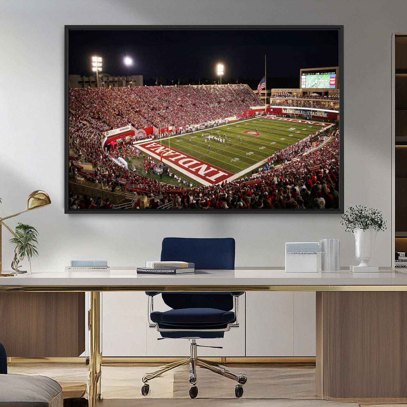 MGV-FC-36X24 - Indiana University Hoosiers Football Team Print Canvas - Bloomington Memorial Stadium Wall Art