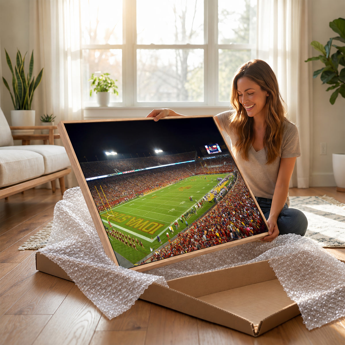 27211-MGV-CV-36X24 - Iowa State University Cyclones Football Team Print, Ames, Extra Large Game Room Wall Decor
