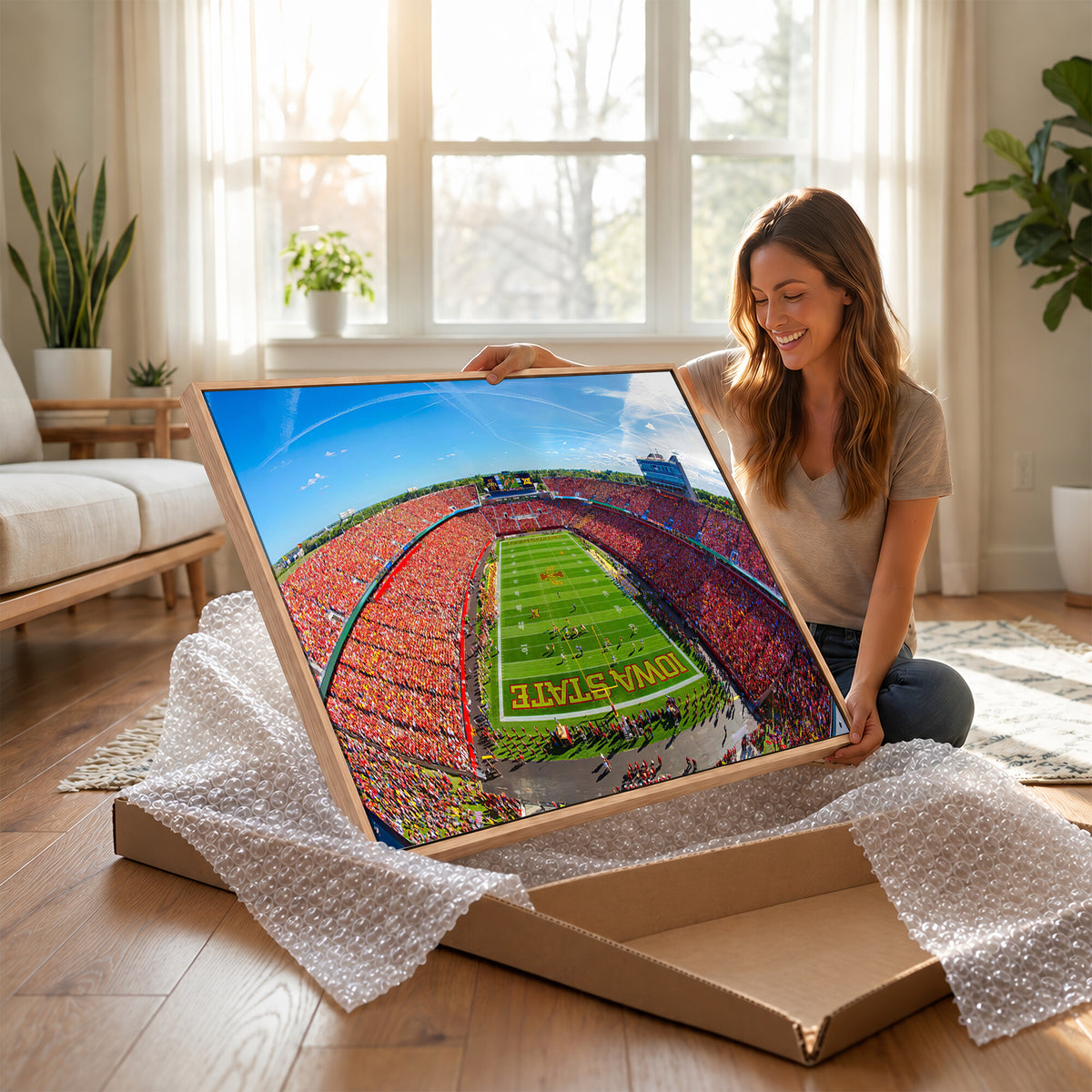 36706-PAN-FL-20X10 - Iowa State University Cyclones Football Team Print - Ames Jack Trice Stadium Art Canvas Print