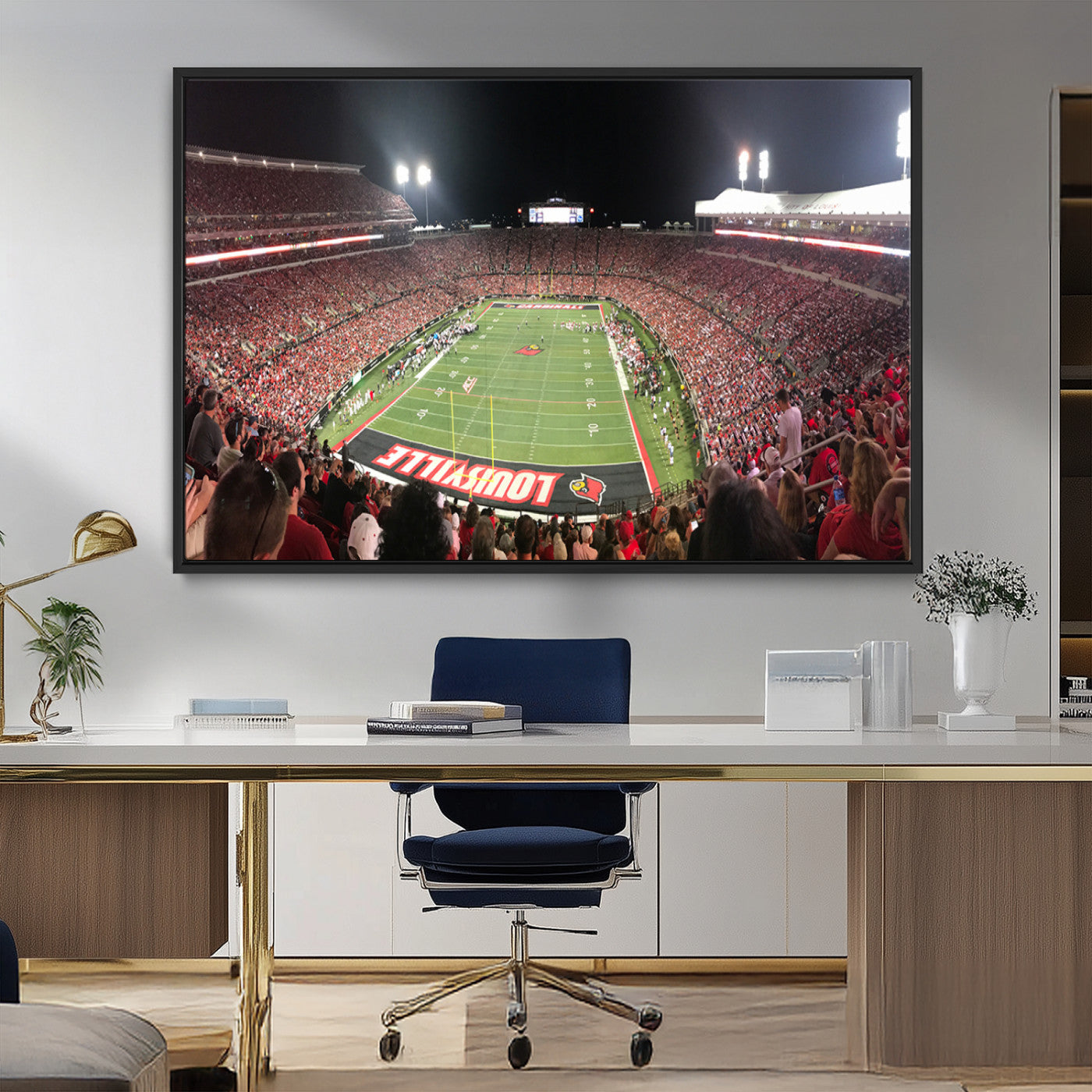 MGV-FC-36X24 - University of Louisville Cardinals Football Team Print - Louisville Cardinal Stadium Wall Art Canvas