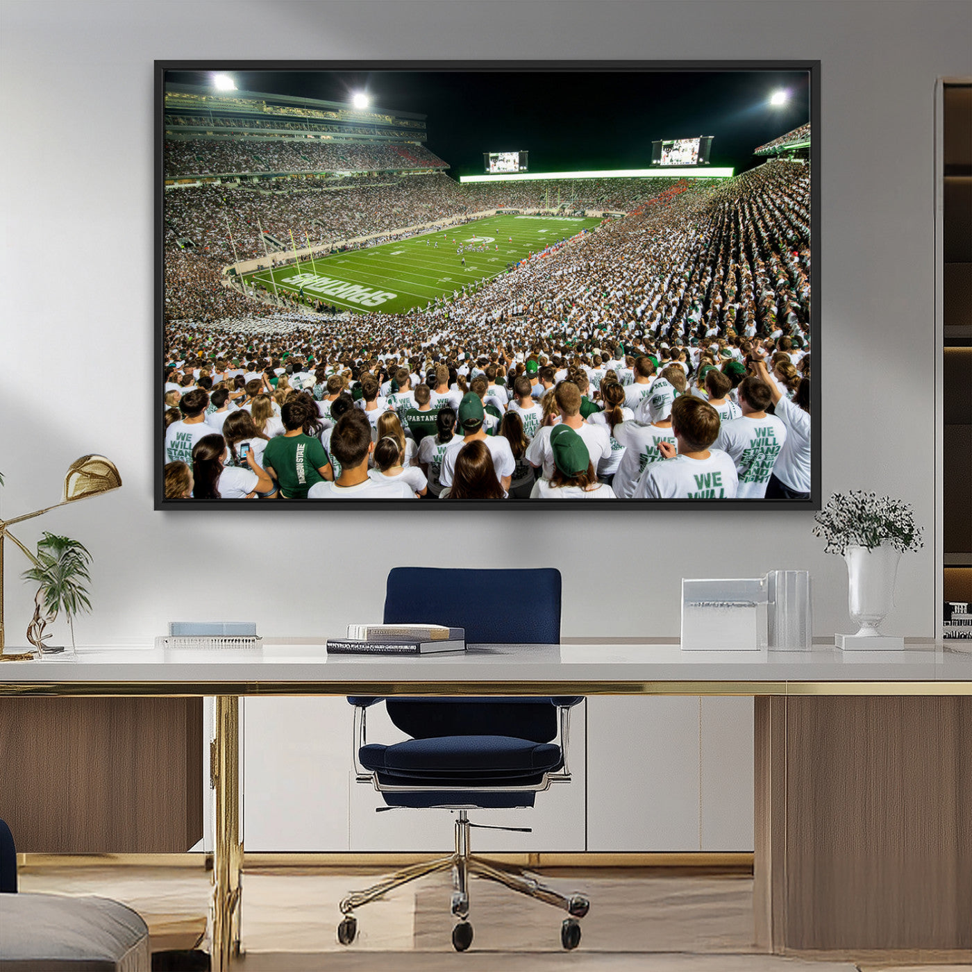 MGV-FC-36X24 - Michigan State Spartans Football Canvas Print - East Lansing Spartan Stadium Wall Art Canvas Print