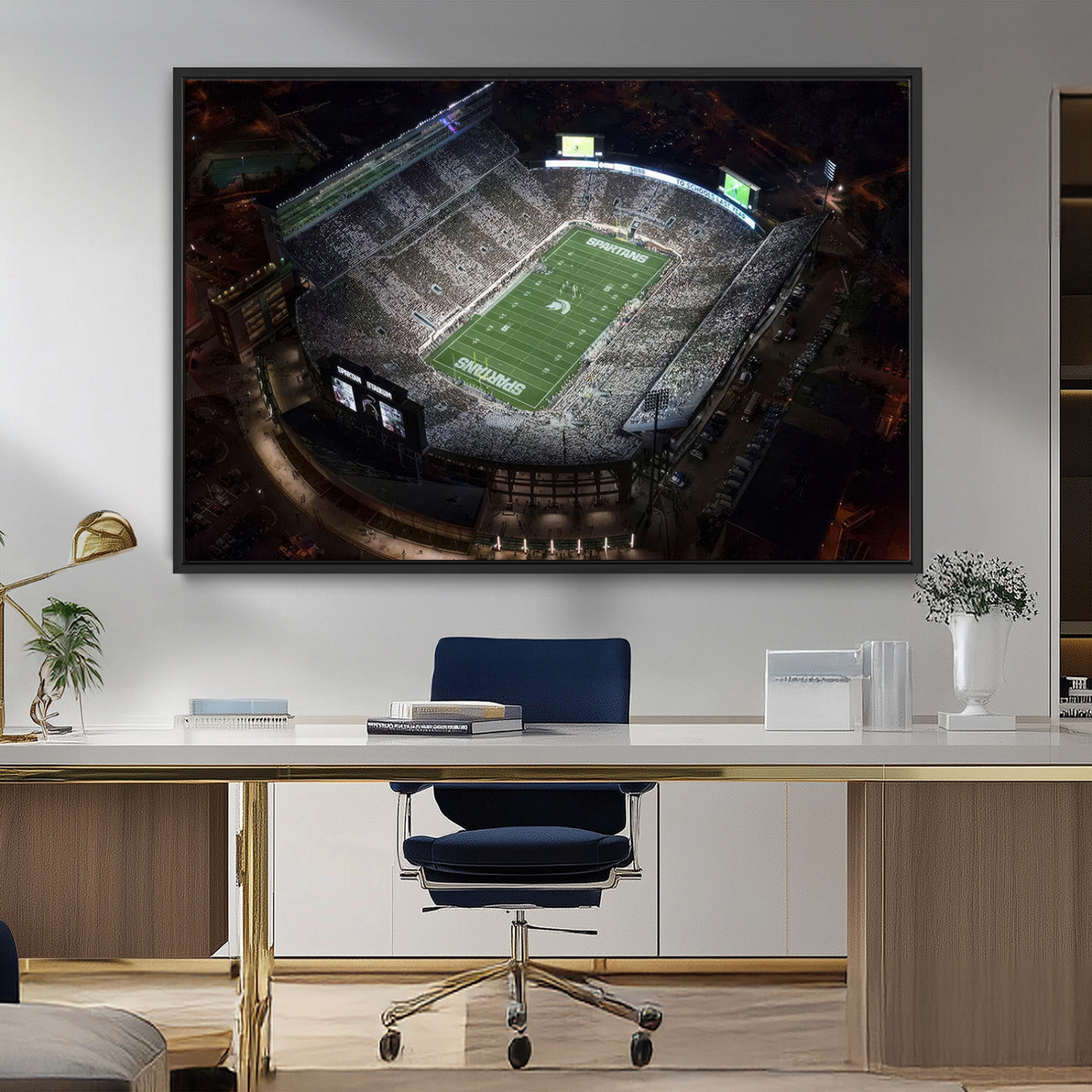 MGV-FC-36X24 - Michigan State Spartans Football Team Print - East Lansing Spartan Stadium Print Wall Art