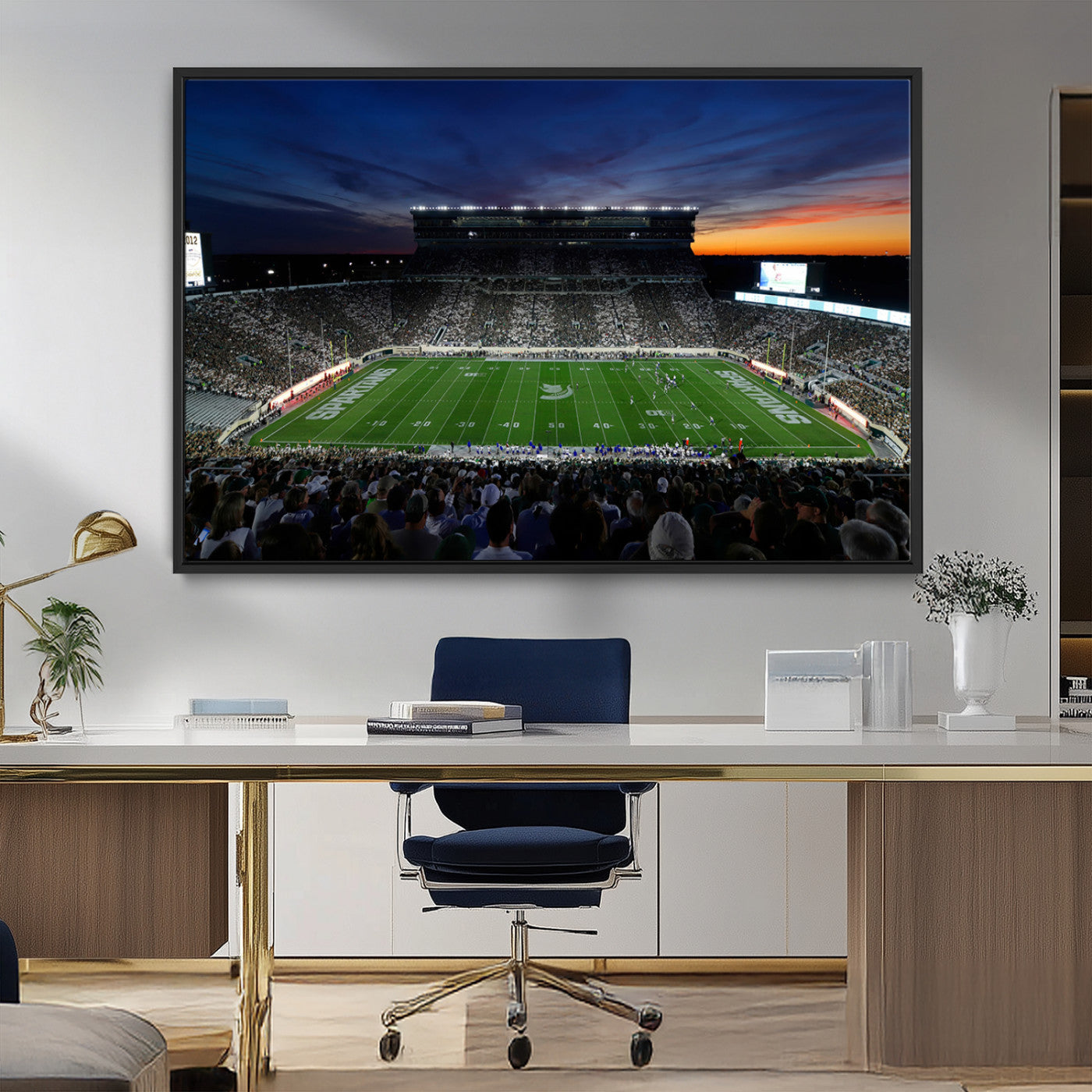 MGV-FC-36X24 - Michigan State Spartans Football Team Print - East Lansing Spartan Stadium Canvas Print
