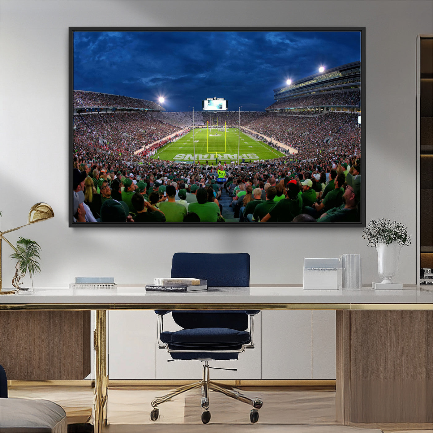 MGV-FC-36X24 - Michigan State Spartans Football Team Print - East Lansing Spartan Stadium Wall Art Canvas Print