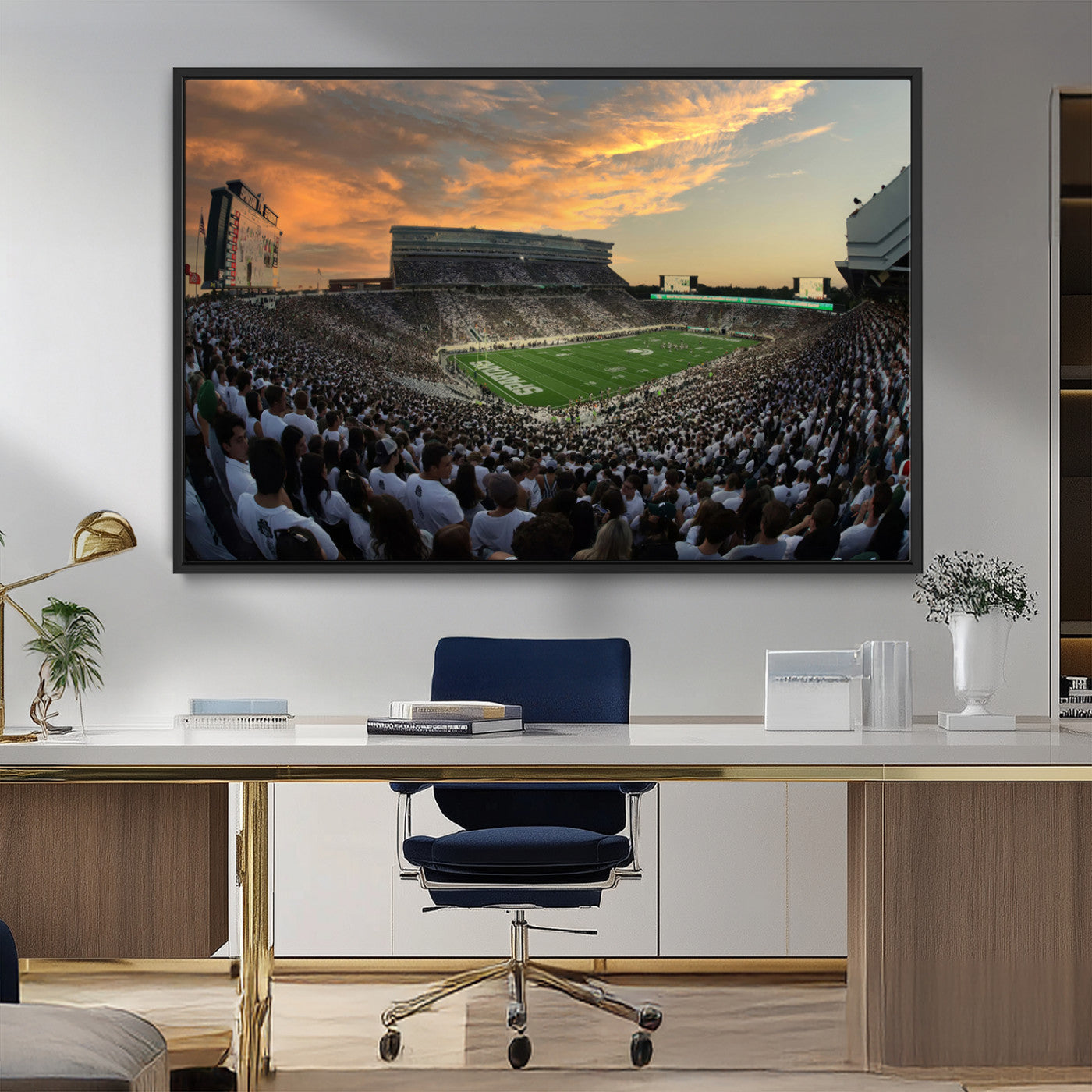 MGV-FC-36X24 - Michigan State Spartans Football Team Print - East Lansing Spartan Stadium Wall Art Canvas Print