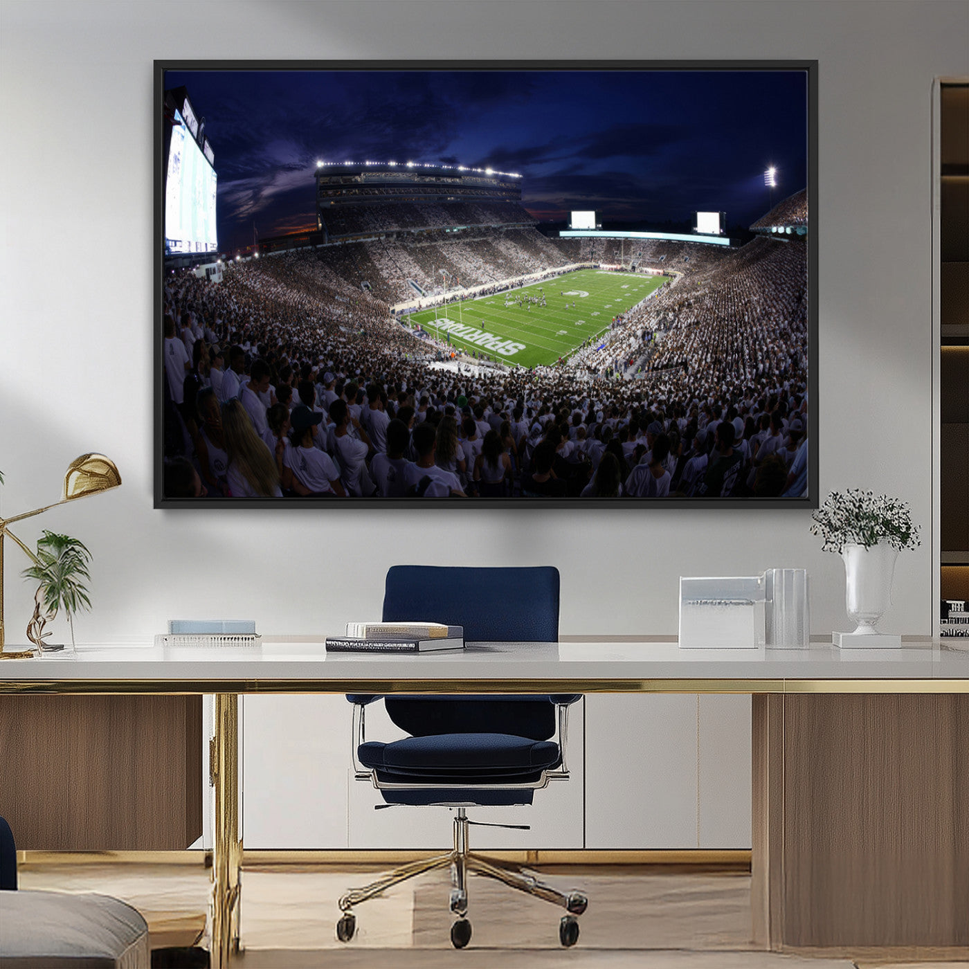 MGV-FC-36X24 - Michigan State Spartans Canvas, Framed Football Team Print - East Lansing Spartan Stadium Wall Art