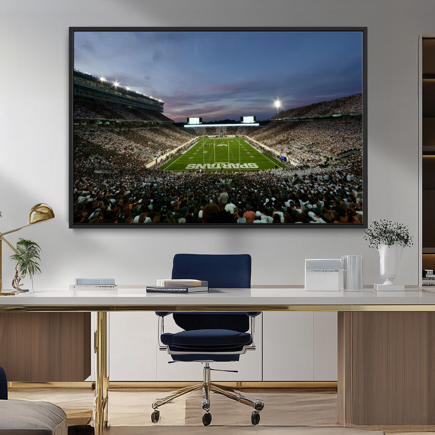 MGV-FC-36X24 - Michigan State Spartans Football Team Print - East Lansing Spartan Stadium Canvas Print