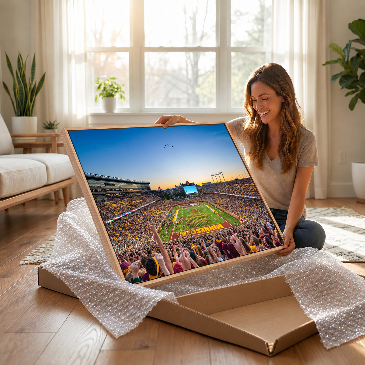 84421-MGV-CV-36X24 - University of Minnesota Golden Gophers Art Print, Football Team Print - Minneapolis Huntington Bank