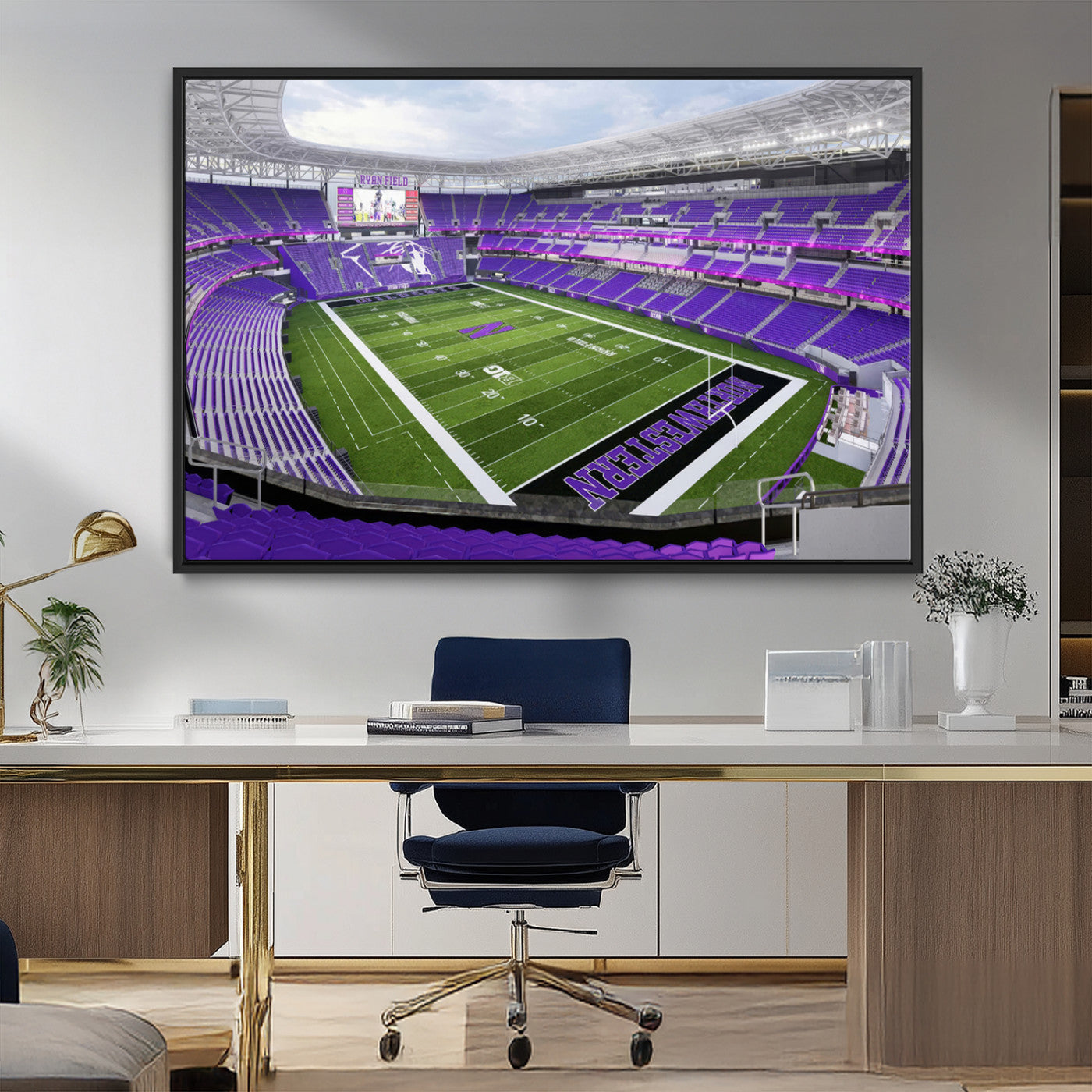 MGV-FC-36X24 - Northwestern University Wildcats Football Team Print - Evanston Ryan Field Wall Art Canvas Print