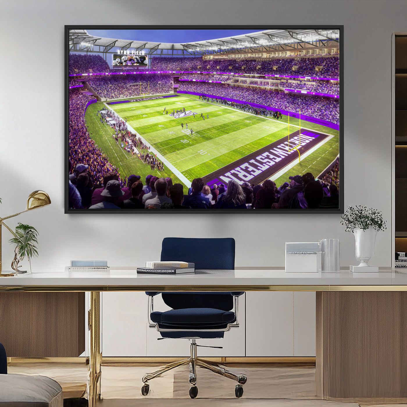 MGV-FC-36X24 - Northwestern University Wildcats Football Team Print - Evanston Ryan Field Wall Art Canvas Print
