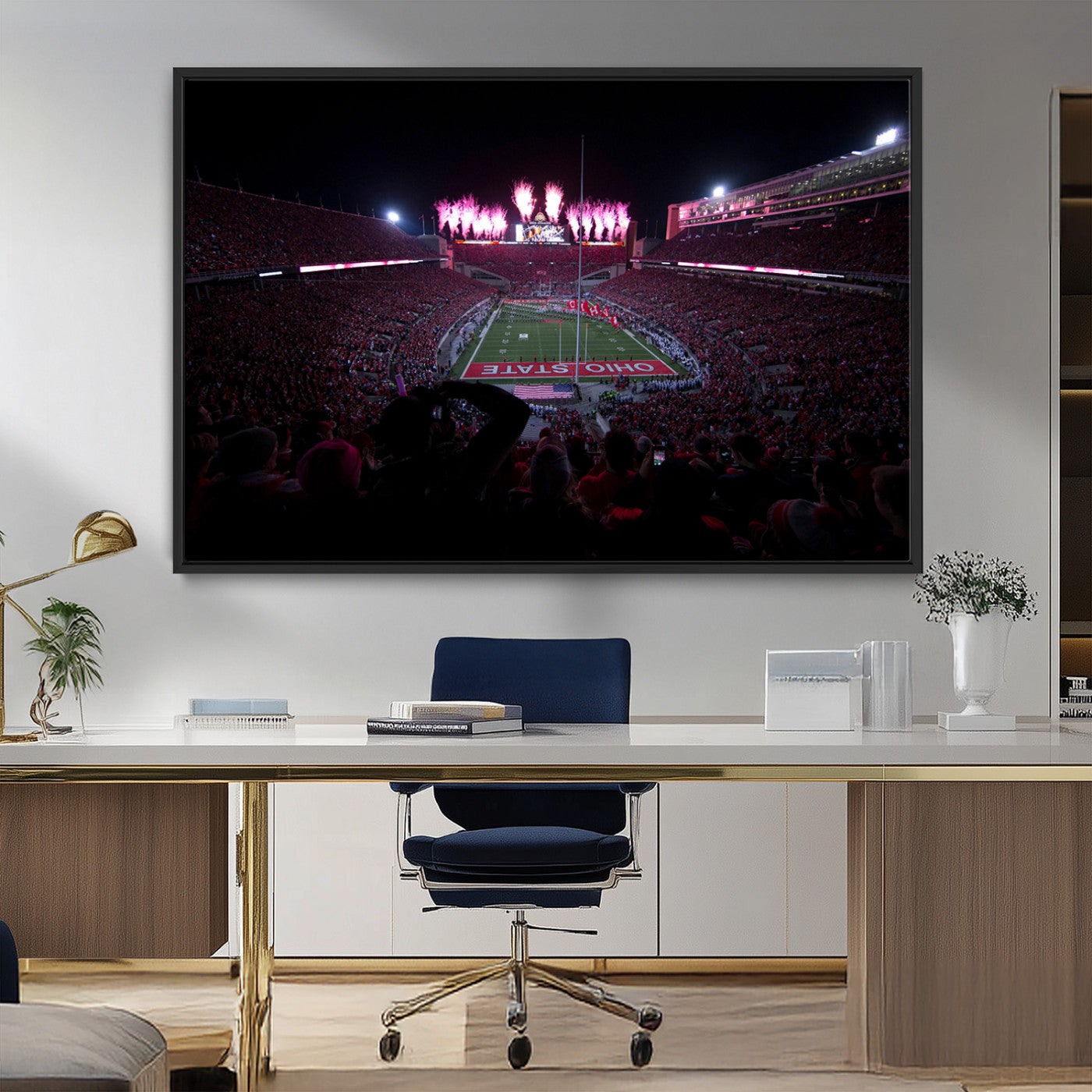 MGV-FC-36X24 - Ohio State University Buckeyes Football Team Print - Columbus Ohio Stadium Wall Art Canvas Print