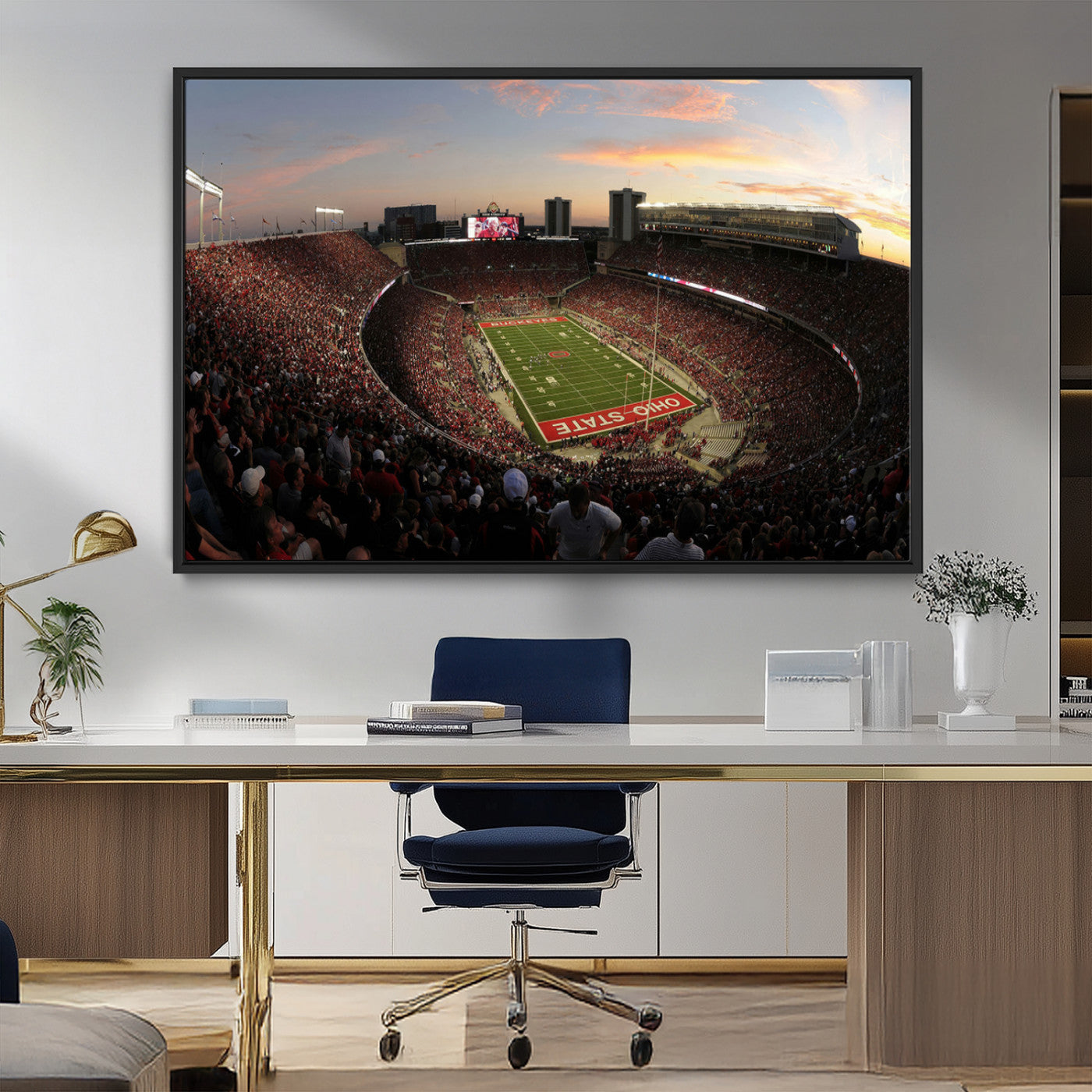 MGV-FC-36X24 - Ohio State University Buckeyes Football Team Print - Columbus Ohio Stadium Wall Art Canvas Print