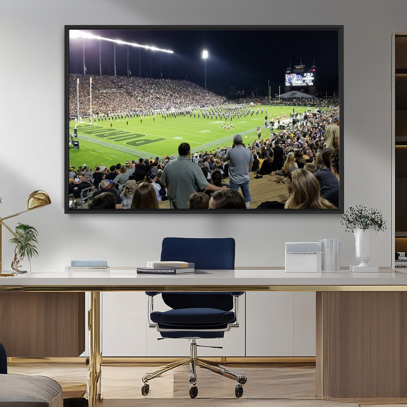 MGV-FC-36X24 - Purdue University Boilermakers Football Team Print - West Lafayette Ross-Ade Stadium Wall Art Canvas