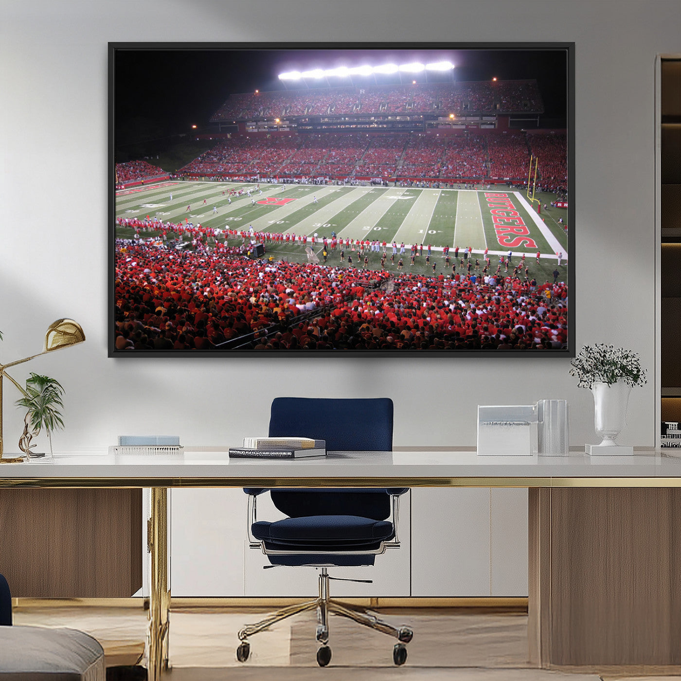 MGV-FC-36X24 - Rutgers University Scarlet Knights Football Team Print - Piscataway SHI Stadium Wall Art Canvas