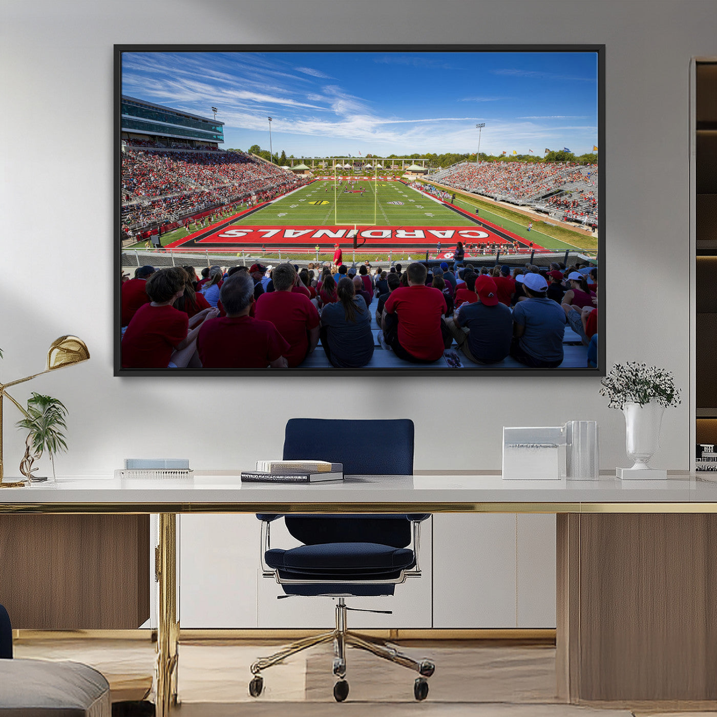 MGV-FC-36X24 - Ball State Cardinals Football Team Print - Muncie Scheumann Stadium Wall Art Canvas Print