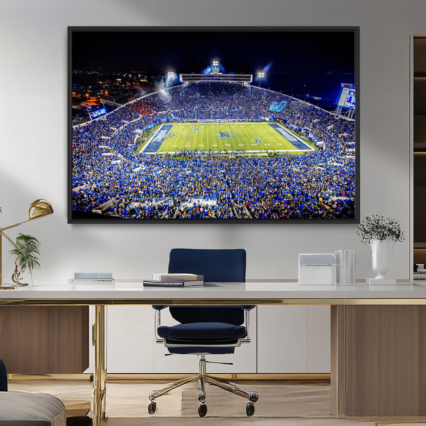 MGV-FC-36X24 - University of Memphis Tigers Football Team Print - Memphis Simmons Bank Liberty Stadium Wall Art