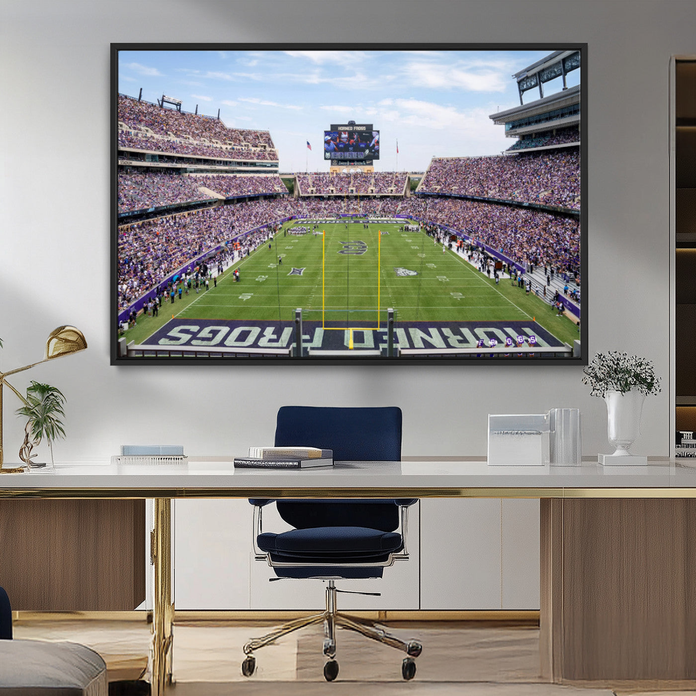 MGV-FC-36X24 - TCU Horned Frogs Football Team Print - Fort Worth Amon G. Carter Stadium Wall Art Canvas Print
