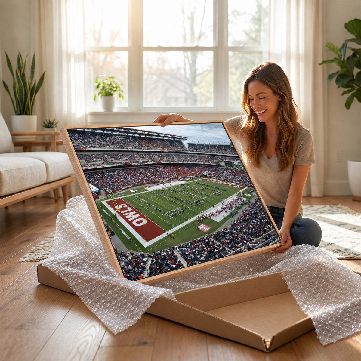 15310-PAN-FL-20X10 - The Temple University Owls Athletics Team Print - Philadelphia Lincoln Financial Field Stadium Wall