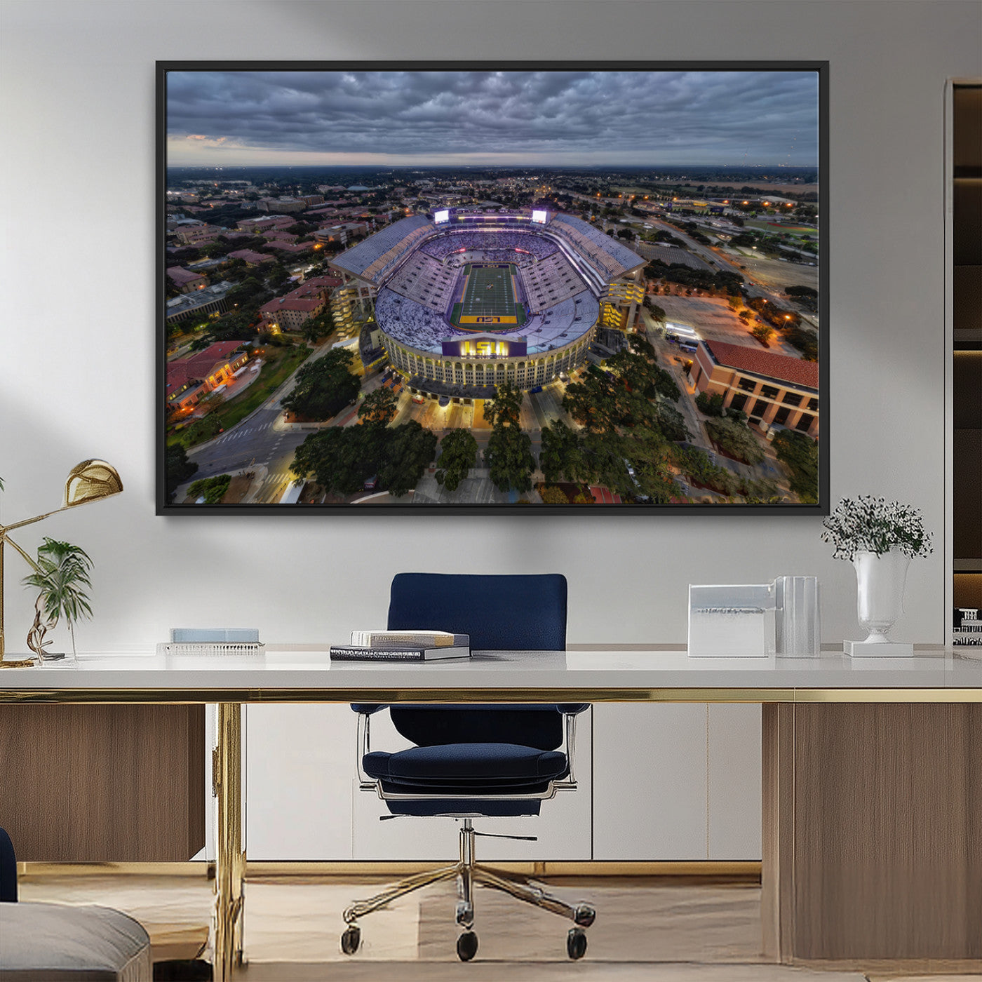 MGV-FC-36X24 - The Louisiana State University Tigers Football Team Print - Baton Rouge Tiger Stadium Wall Art