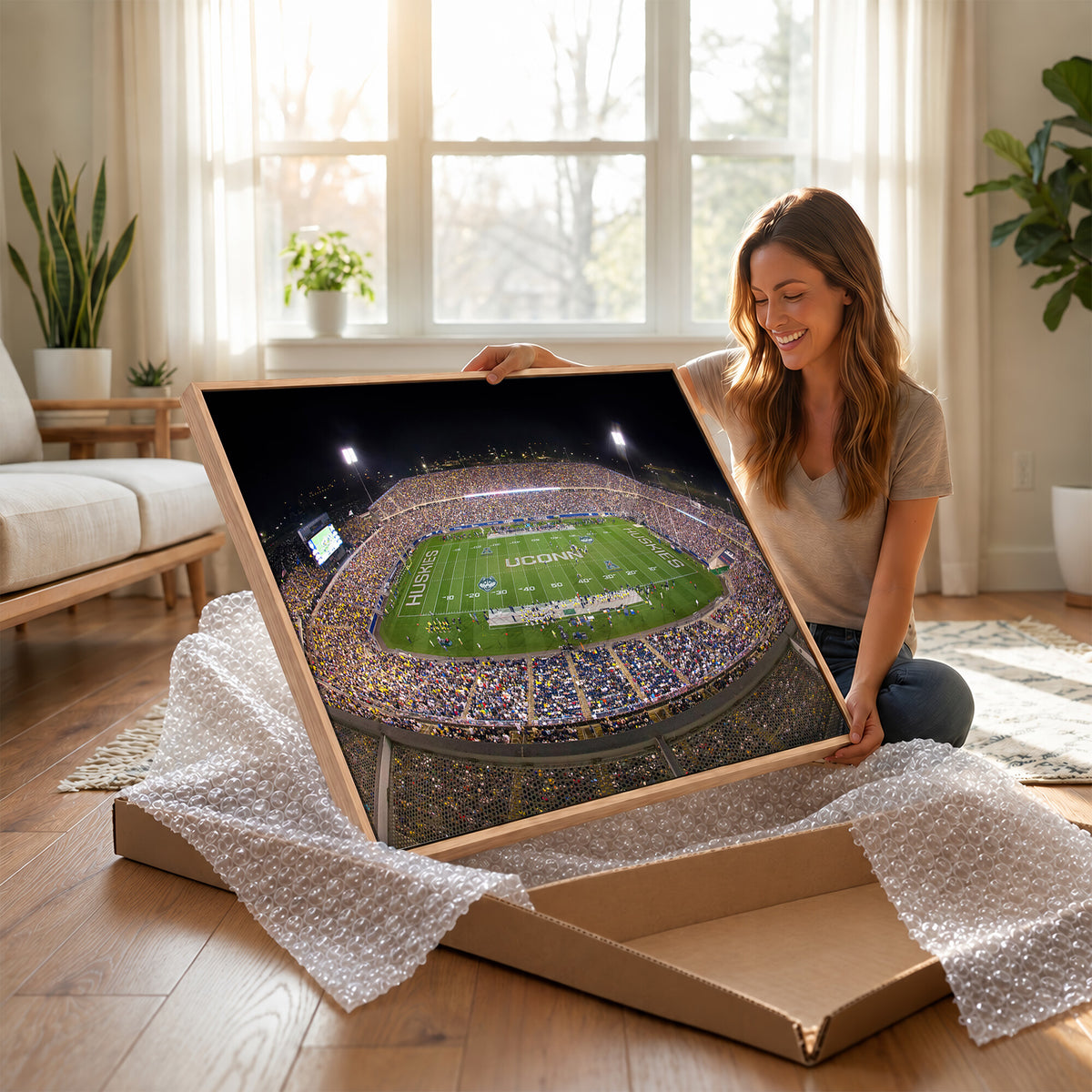52855-MGV-CV-36X24 - The University of Connecticut UCONN Huskies Football Team Print, East Hartford