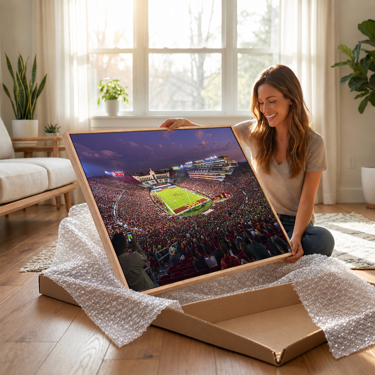 73373-MGV-CV-36X24 - The University of Southern California USC Trojans Football Team Print, Extra Large Game Room Wall Decor