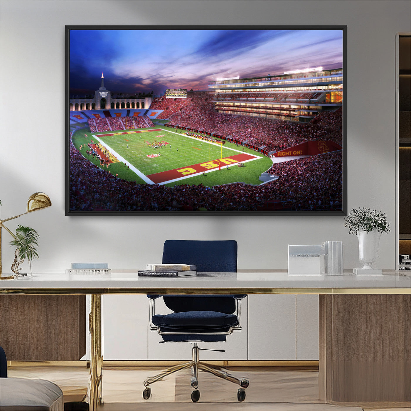 MGV-FC-36X24 - The University of Southern California USC Trojans Football Team Print - Los Angeles Memorial