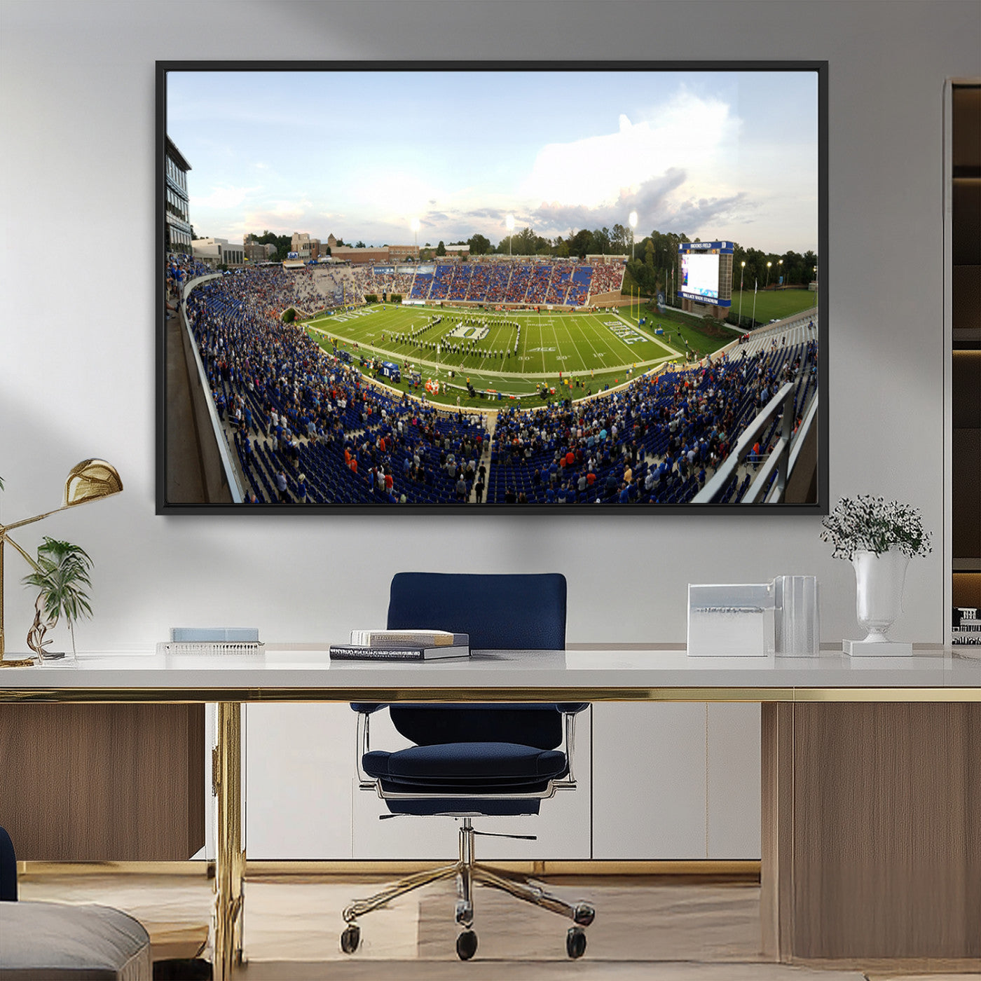 MGV-FC-36X24 - The Duke University Blue Devils Football Team Print - Durham Wallace Wade Stadium Wall Art Canvas