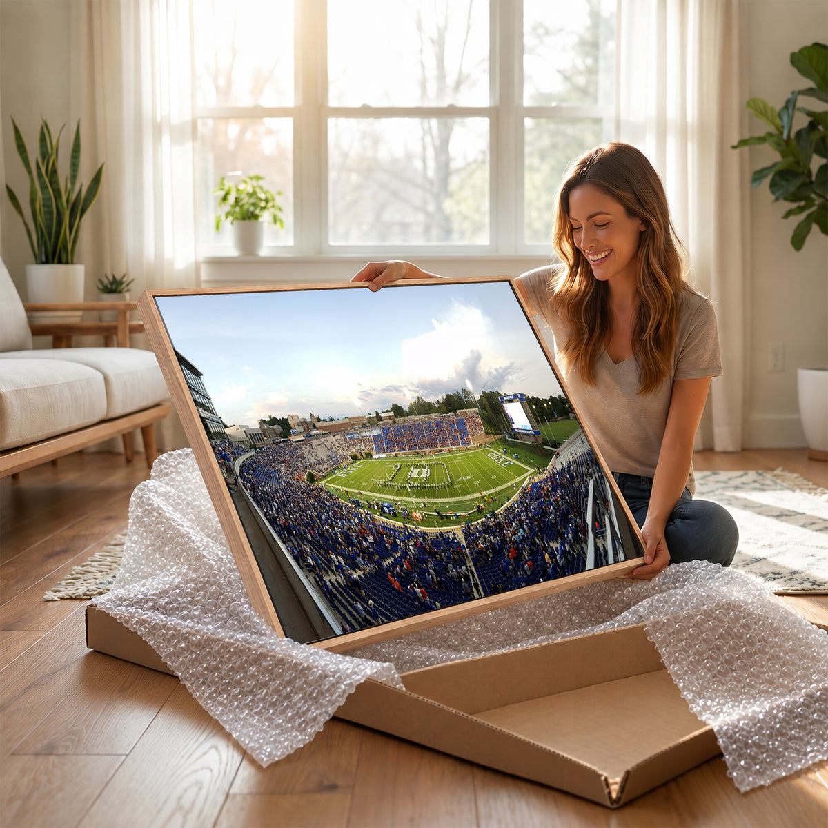 44850-MGV-CV-36X24 - The Duke University Blue Devils Football Team Print, Durham