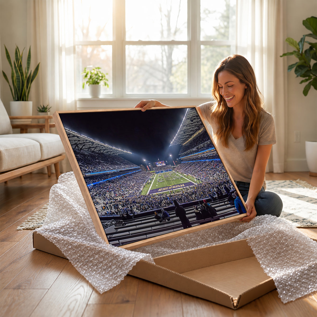 85780-MGV-CV-36X24 - The University of Washington Huskies Football Team Print, Extra Large Game Room Wall Decor