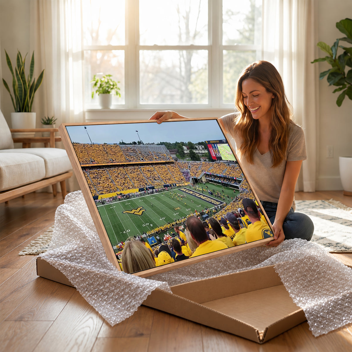 18056-MGV-CV-36X24 - Puskar Stadium Canvas Print Wall Art, Morgantown Print