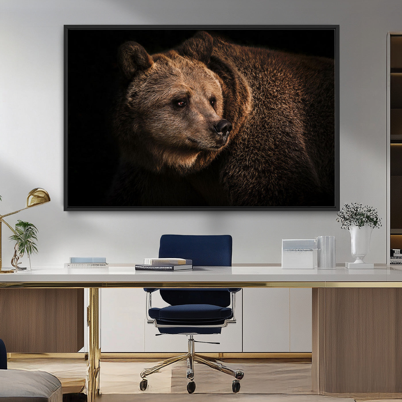 MGV-FC-36X24 - Wild Grizzly 399 Bear Canvas Wall Art Print, Bear Animal Canvas Artwork Print, Black Bear Wall Art