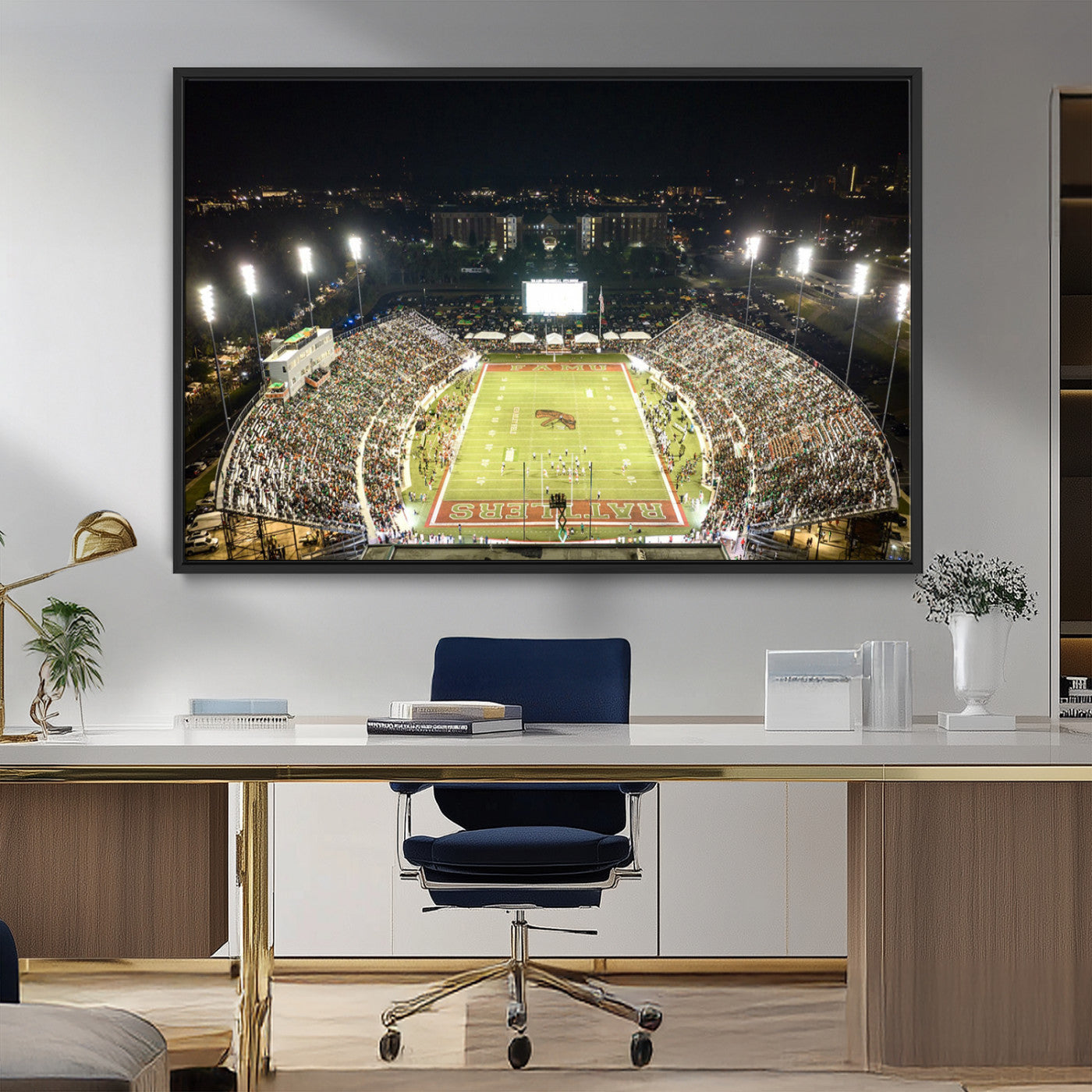 MGV-FC-36X24 - Florida A&M Rattlers Football Team Print - Tallahassee Bragg Memorial Stadium Wall Art Canvas Print