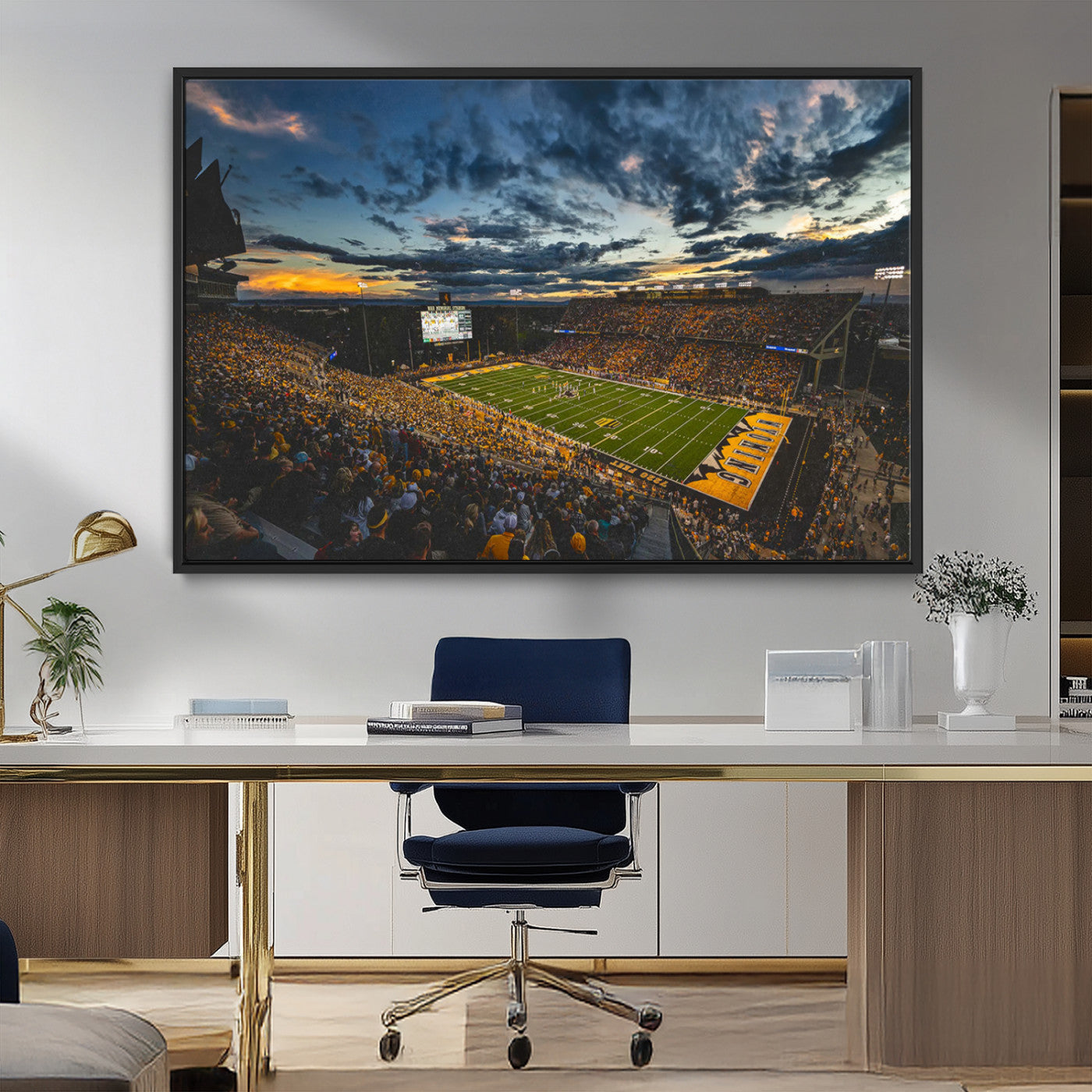 MGV-FC-36X24 - University of Wyoming Cowboys Football Team Print - Laramie War Memorial Stadium Wall Art Canvas