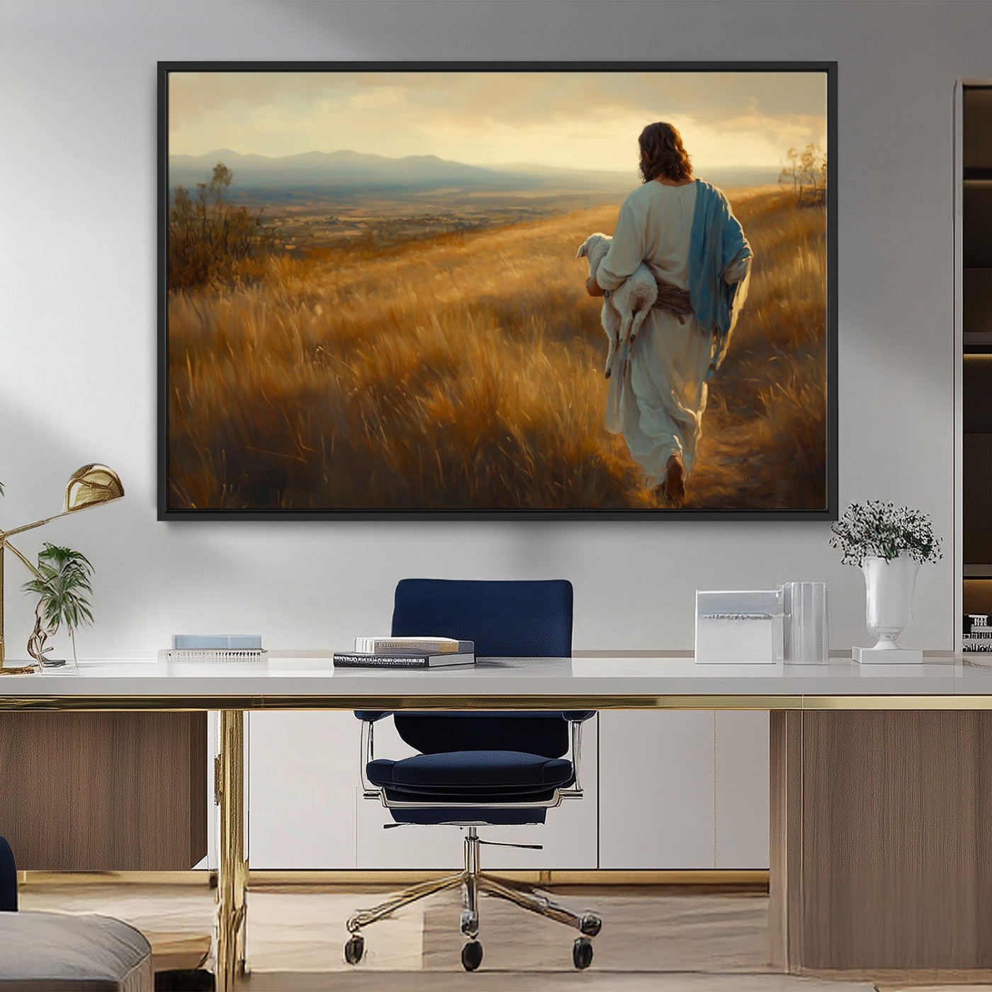 MGV-FC-36X24 - Jesus the Good Shepherd Wall Art Canvas Print - Inspirational Christian Religious Print for Prayer