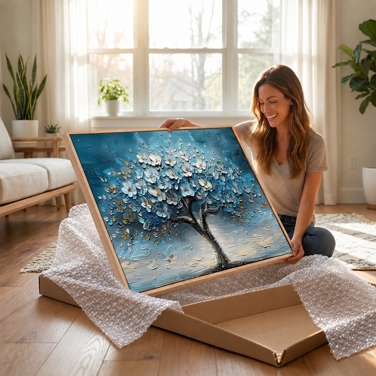 24109-_Poster-30x20 - Abstract Blooming Tree Wall Art Canvas Print, Floral Modern Home Decor