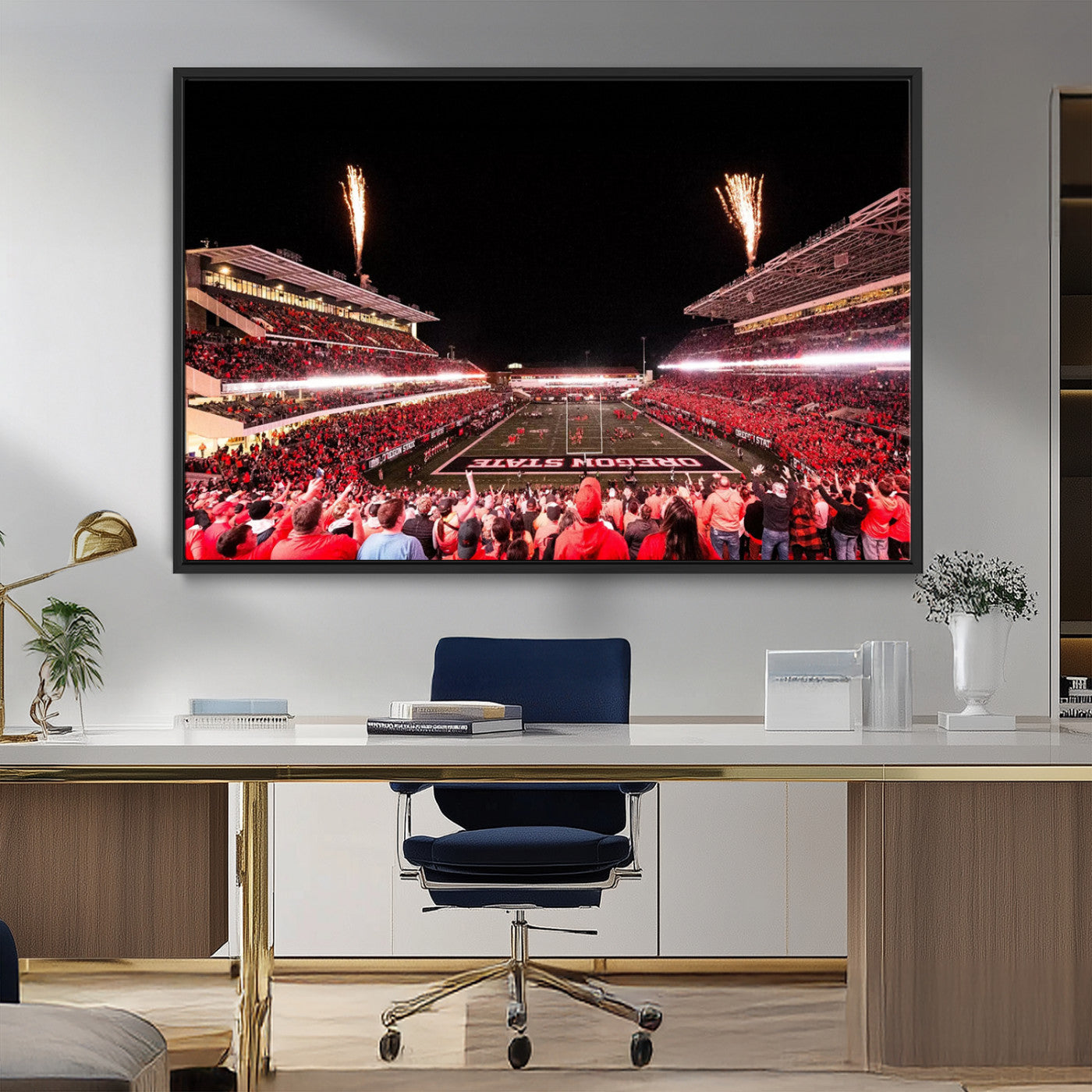 MGV-FC-36X24 - Oregon State Beavers Football Team Print - Corvallis Reser Stadium Wall Art Canvas Print