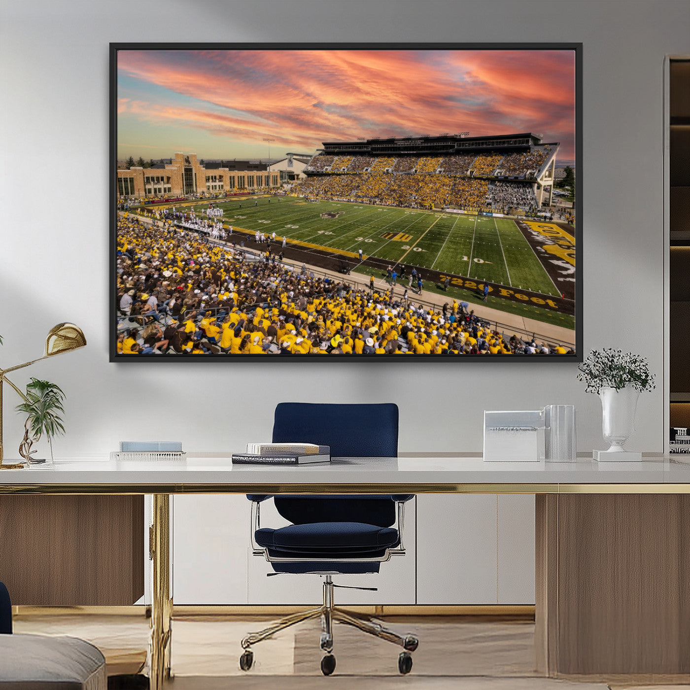 MGV-FC-36X24 - University of Wyoming Cowboys Football Team Print - Laramie Jonah Field War Memorial Stadium Wall