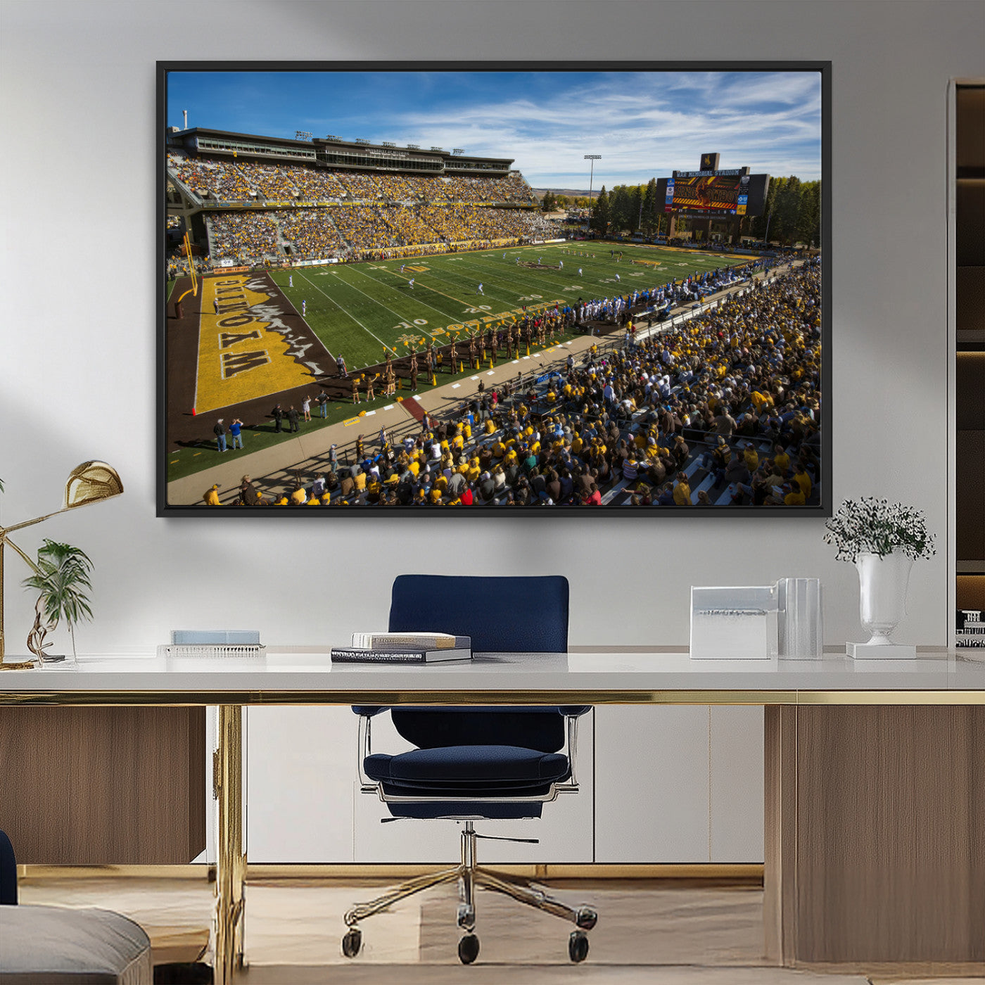 MGV-FC-36X24 - University of Wyoming Cowboys Football Team Print - Laramie Jonah Field War Memorial Stadium Wall