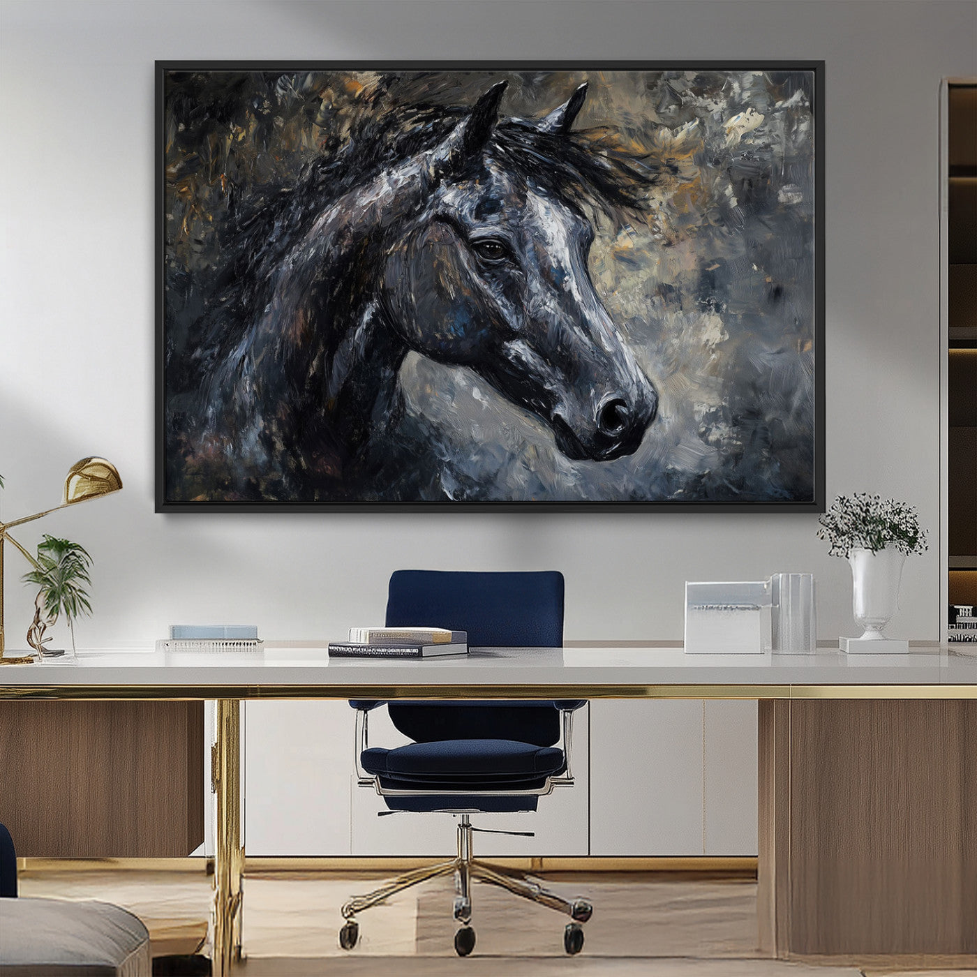 MGV-FC-36X24 - Large Abstract Horse Wall Art Canvas Print | Farmhouse Wall Decor | Rustic Horse Art | Western Cabin