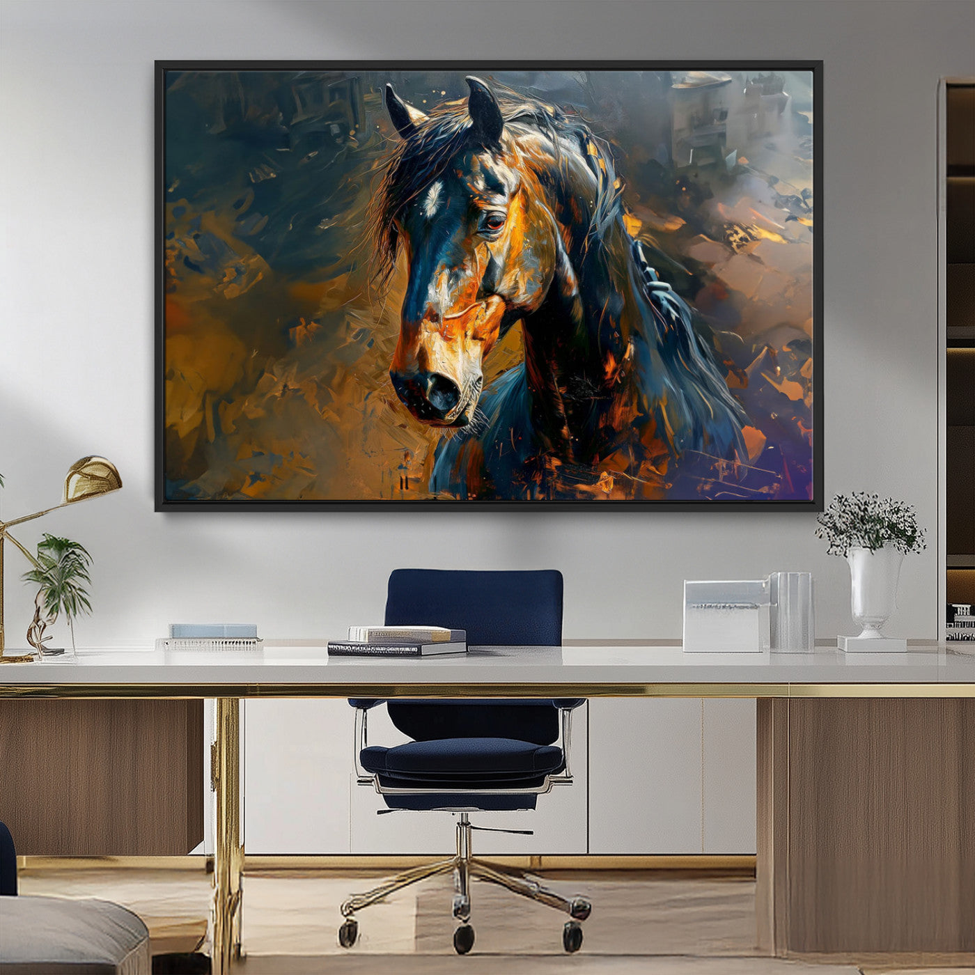 MGV-FC-36X24 - Abstract Horse Wall Art Canvas Print | Farmhouse Wall Decor | Western Cabin Art | Rustic Horse Decor