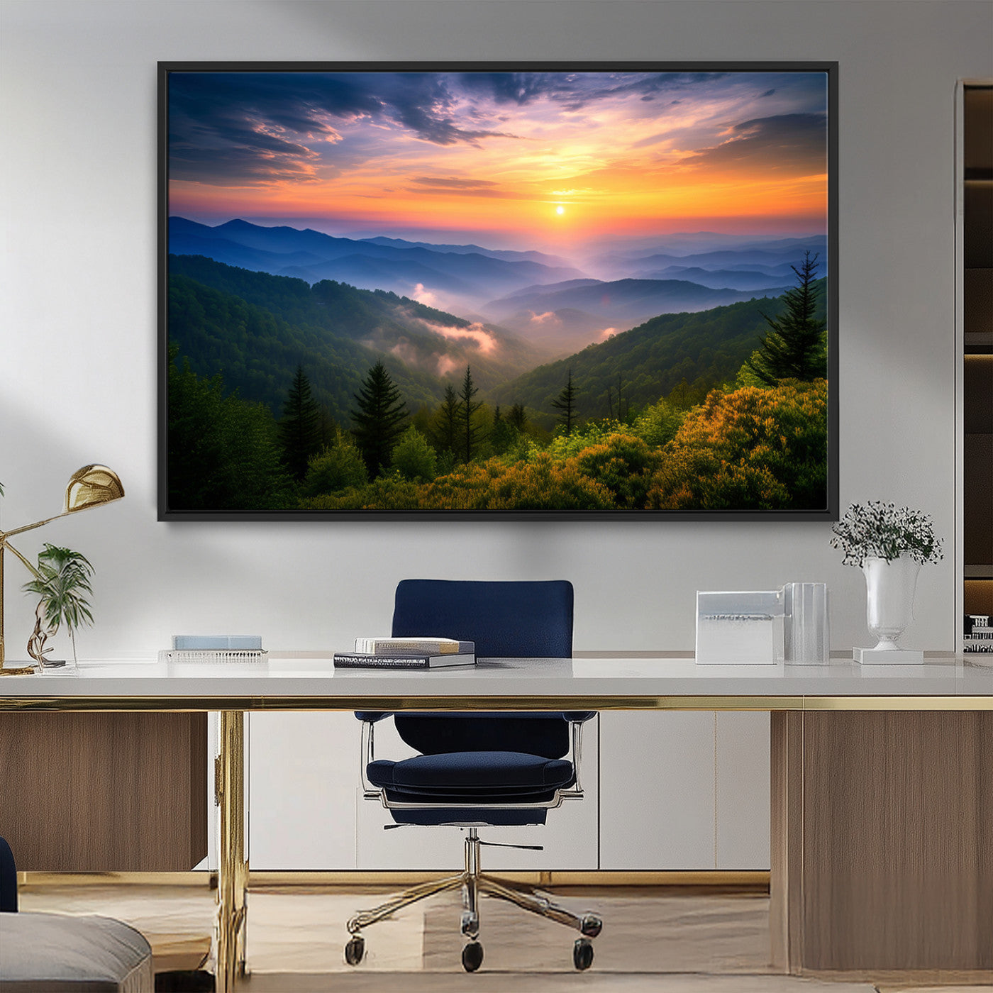 MGV-FC-36X24 - Majestic Mountain Sunrise Print | Landscape Wall Art | Canvas Print Ready to Hang | Farmhouse Wall