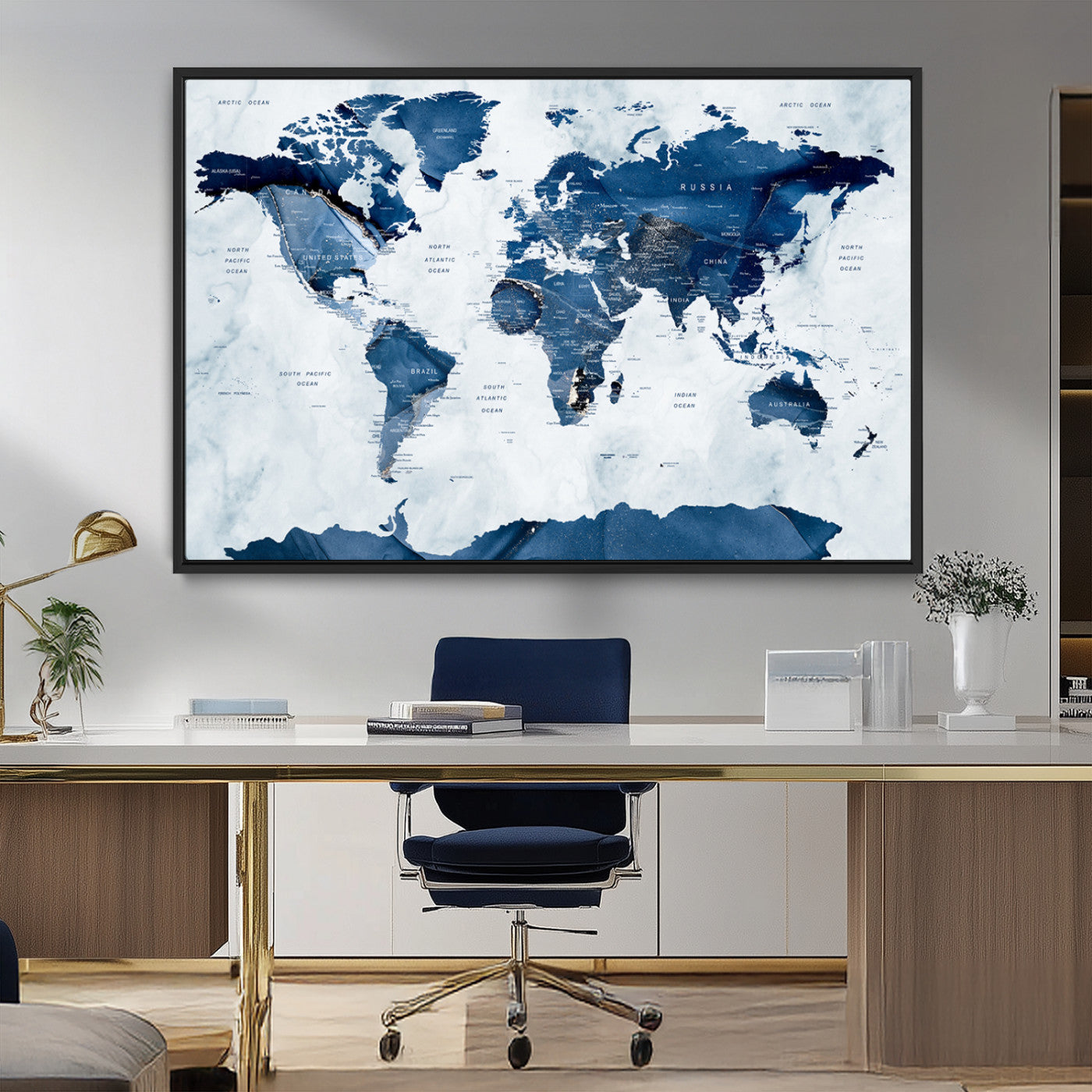 MGV-FC-36X24 - Push Pin World Map Canvas Print – Framed Wall Art for Couples to Track Their Travels – Anniversary