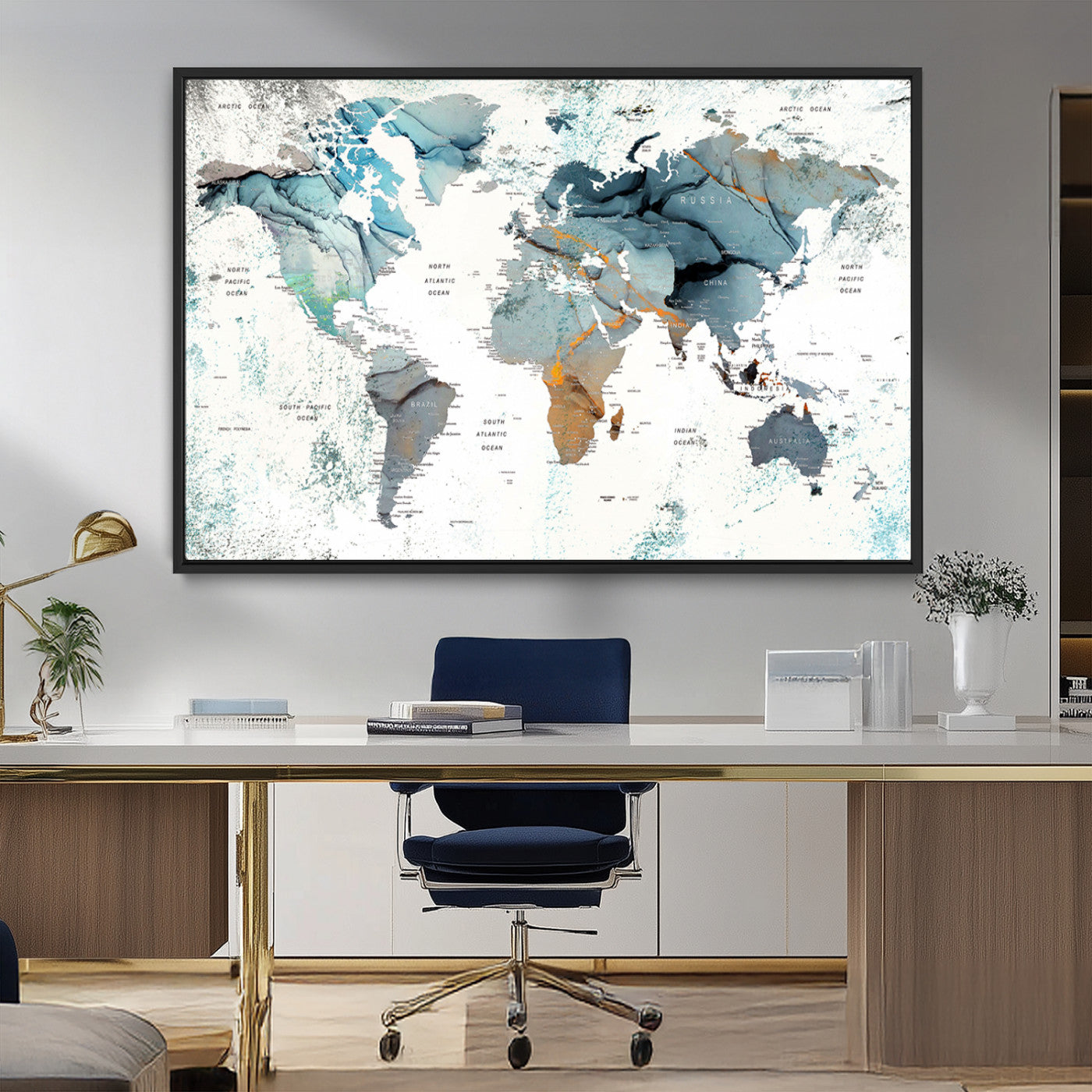 MGV-FC-36X24 - Push Pin World Map Canvas Print – Framed Wall Art for Couples to Track Their Travels – Anniversary