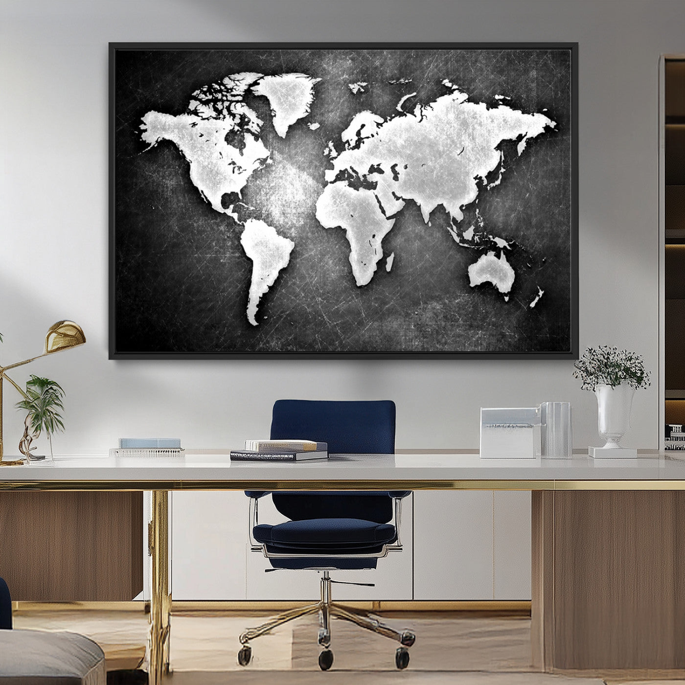 MGV-FC-36X24 - World Map Wall Art Canvas Print – Framed Wall Art for Anniversary Gift or Home Adventure Decor