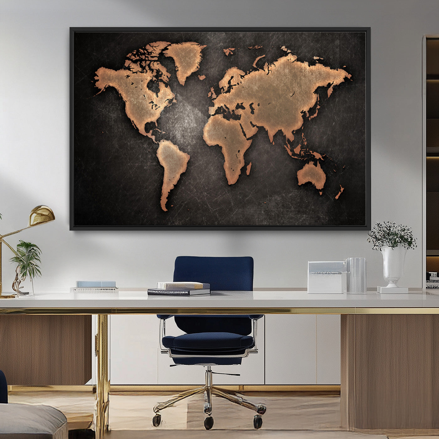 MGV-FC-36X24 - Push Pin World Map Canvas Print – Framed Wall Art for Couples to Track Their Travels – Anniversary