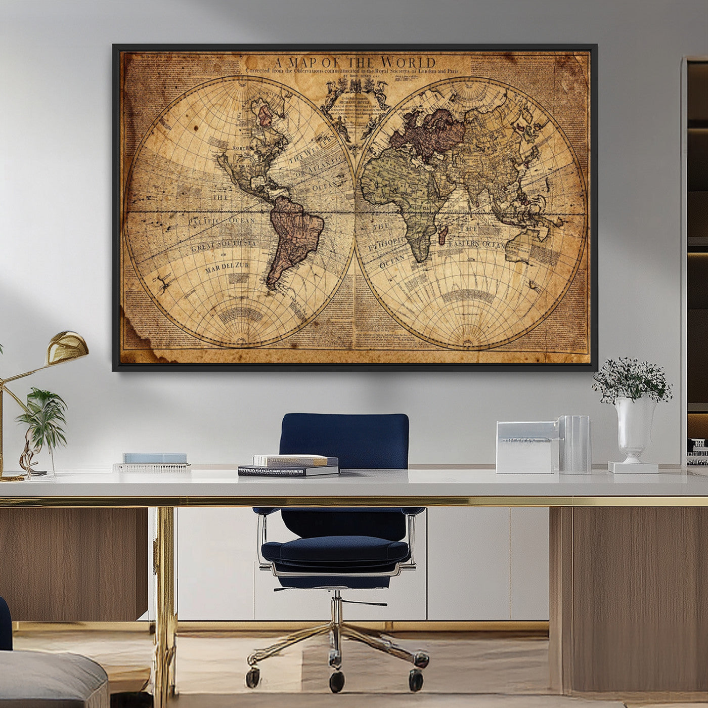 MGV-FC-36X24 - Push Pin World Map Canvas Print – Framed Wall Art for Couples to Track Their Travels – Anniversary