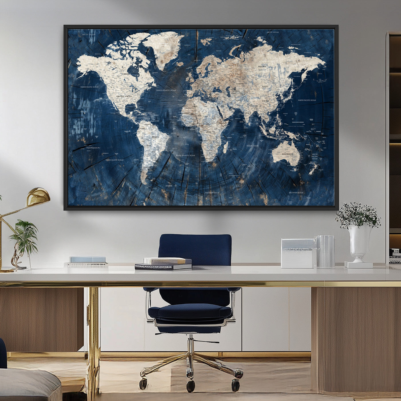 MGV-FC-36X24 - Push Pin World Map Canvas Print – Framed Wall Art for Couples to Track Their Travels – Anniversary