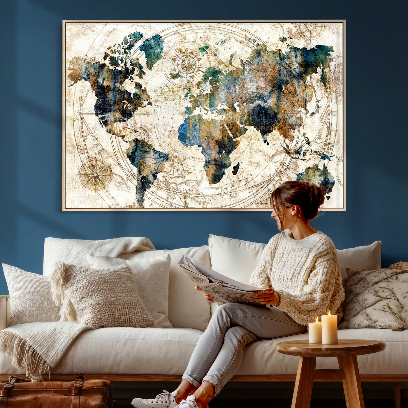 10554-MGV-CV-36X24 - Abstract World Map Art Print Canvas Print